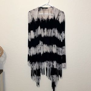Black Tie Dye Fringe Bohemian Kimono, Stevie Nicks Style ✌🏼